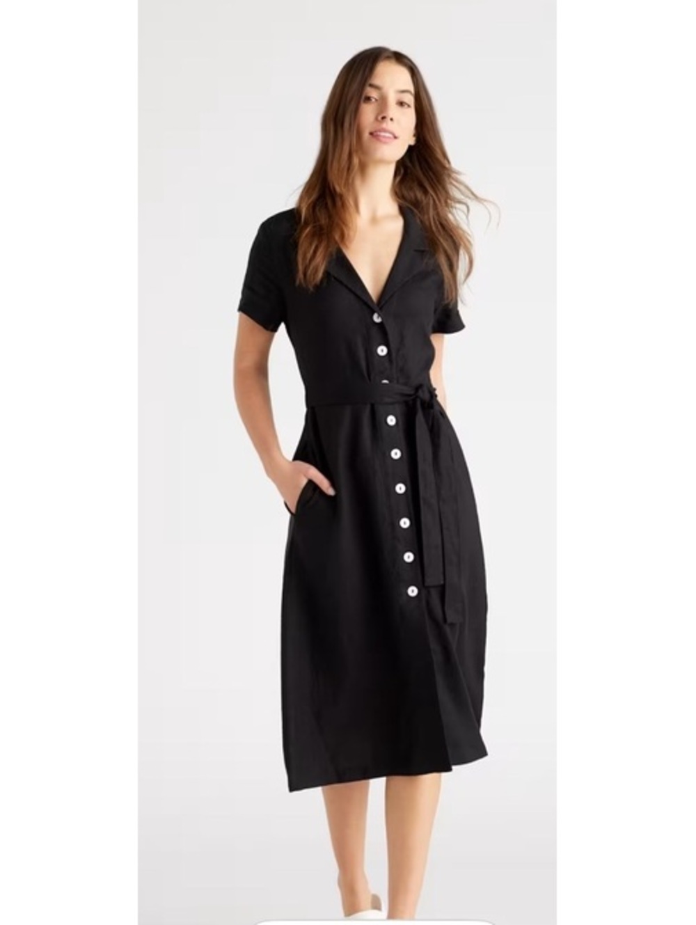 QUINCE 100% European Linen Button Front Dress M vacation resort